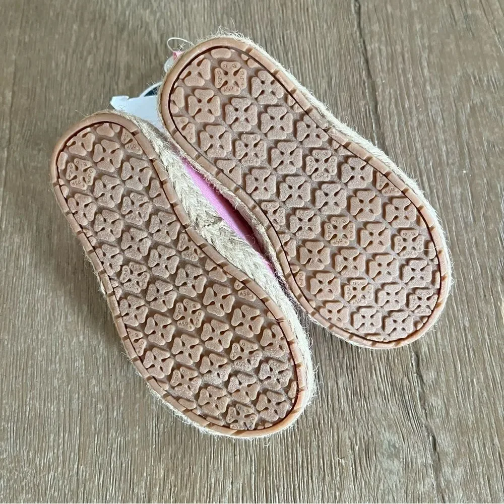 NEW OshKosh B’Gosh Sparkly Lemon Pink Slip On Espadrille Closed Toe Shoes Size 6